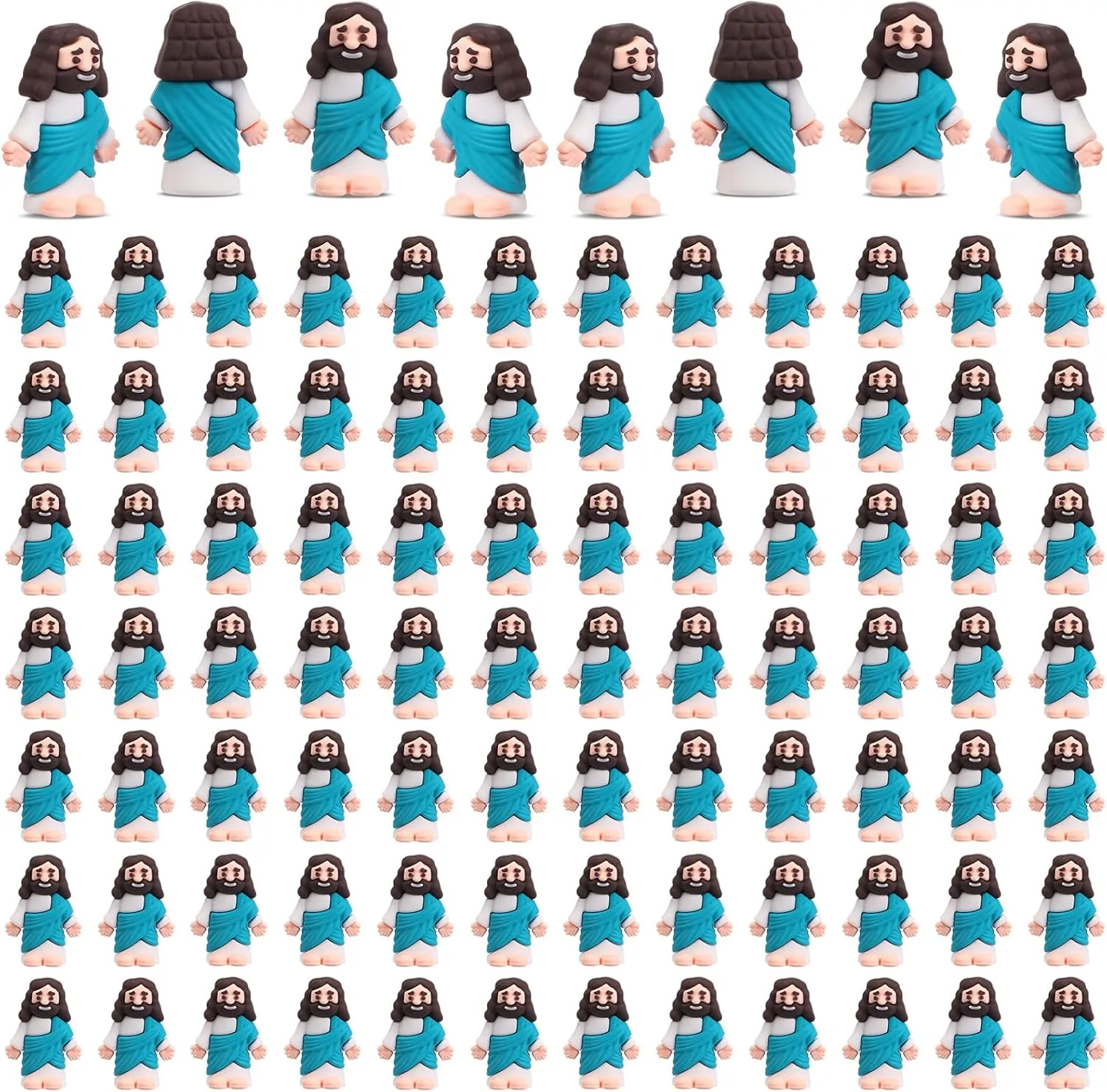 Rubber Little Jesus Figurine to Hide and Seek Religious Party Favors Sunday Craft Baptism Gifts for Easter Egg Stuffers (Cyan) Bememo 100 Pcs Jesus Toys Original Design outstanding deficient parental percussive trial maverick Mini 