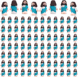 Rubber Little Jesus Figurine to Hide and Seek Religious Party Favors Sunday Craft Baptism Gifts for Easter Egg Stuffers (Cyan) Bememo 100 Pcs Jesus Toys Original Design outstanding deficient parental percussive trial maverick Mini 