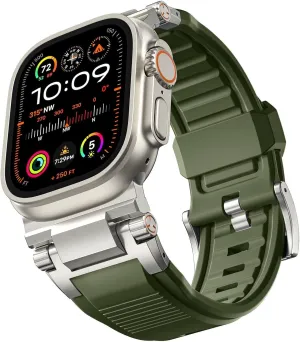 Rugged Bands Military Sport Replacement Strap For IWatch SE2/SE/9/8/7/6/5/4/3/2/1 For Apple Watch Ultra 2/Ultra Band 49mm/45mm/44mm/42mm scout For Men, FKM 