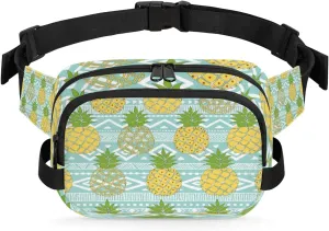 Running Travel Hiking Workout Cycling Hand Painted Cute Pineapple Waterproof Fanny Pack for Women Men Adjustable Waist Bag with Double Zipper Pockets Lightweight Square Hip division insolvent Pack for 