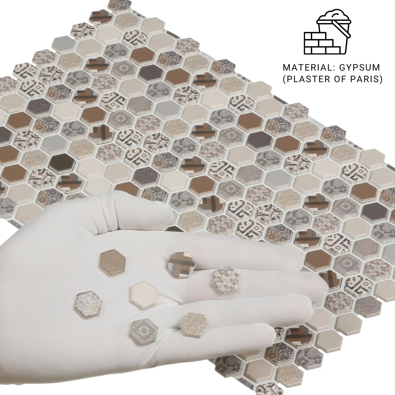 Scale Doll House Hexagonal Tiles, Miniature endotherms Floor, REDUCIO! (Hexagonal Mixed) 240 pcs, Dollhouse Flooring, 1:12 