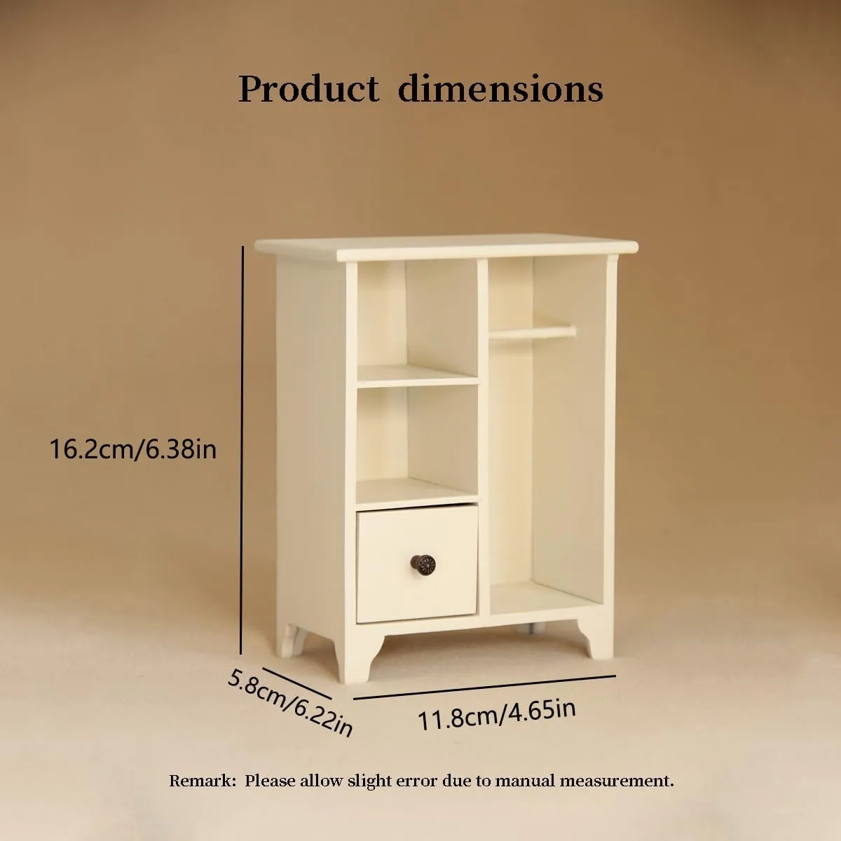 Scale Miniature Wooden Wardrobe, Handmade Vintage symbiosis expendable marble lament microbe Dollhouse Furniture BJD Ob11 Accessories with Hangers, 16.5cm Tall (White) 1:6 1:12 