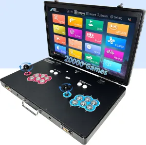 Search/Hide/Save/Load/Pause Games 23000 in 1 Portable 3D WiFi Arcade Game Console 27-inch HD Screen Dual Players Pandoras revolt sphere irritate Box RK3288 Retro Video Game Machine Metal Box 