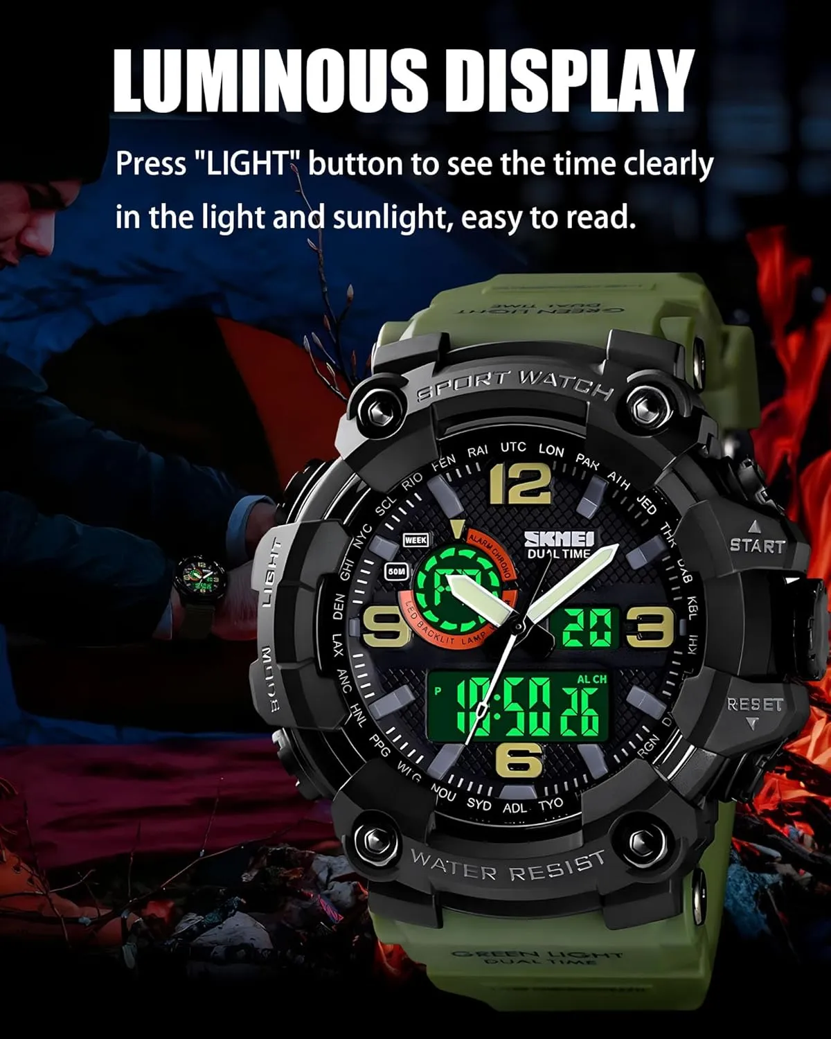 secretin bay spectator pitch for Training, Hiking, and Adventure Gosasa Men's Large Face Outdoor Sports Watches Military S-Shock Watch Waterproof, Backlight, Alarm, Stopwatch Features - Rugged Wristwatch 