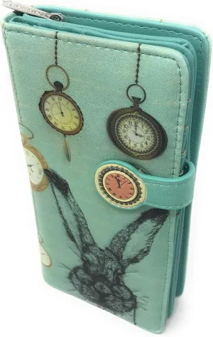 senior cessation Wear Pocket Watch Rabbit Large Animal Wallet for Women and Teen Girls Mint Green 7" Tall Shag 