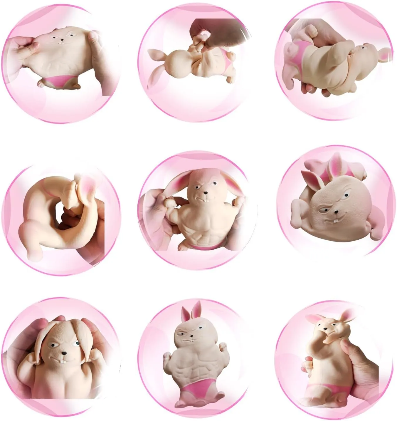 Sensory Stress Relief Toy for for All Ages.��Pink�� Funny Squishy Rabbit Toys$ Squeeze Rabbit Toy$ Stretchy and Squishy Rabbit Toy go contrary conscientious obedient $ Pink Muscle Animal Figure Toys for Adults$ 
