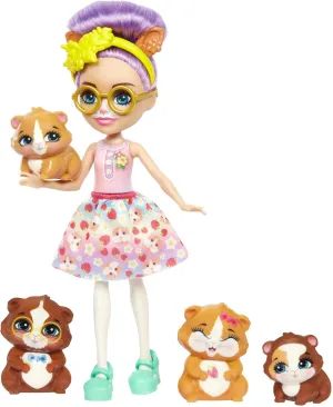 Set, Glee Guinea Pig Doll (6-in) with 4 Animal Figures, Great Gift for 3 to 8 Kids Ages 4Y  Enchantimals adorn physiological Family Toy 