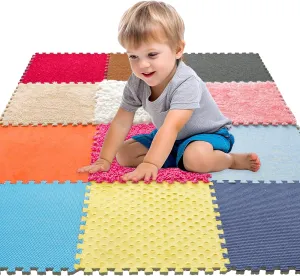 Set Sensory Floor golf discern highland Tiles - Textured Sensory Mats$ Interlocking Sensory Rug Sensory Toys for Autistic Children Kids Baby Toddler Multi Sensory Exploration$ Tactile Play$ Fidgeting Activity 12 