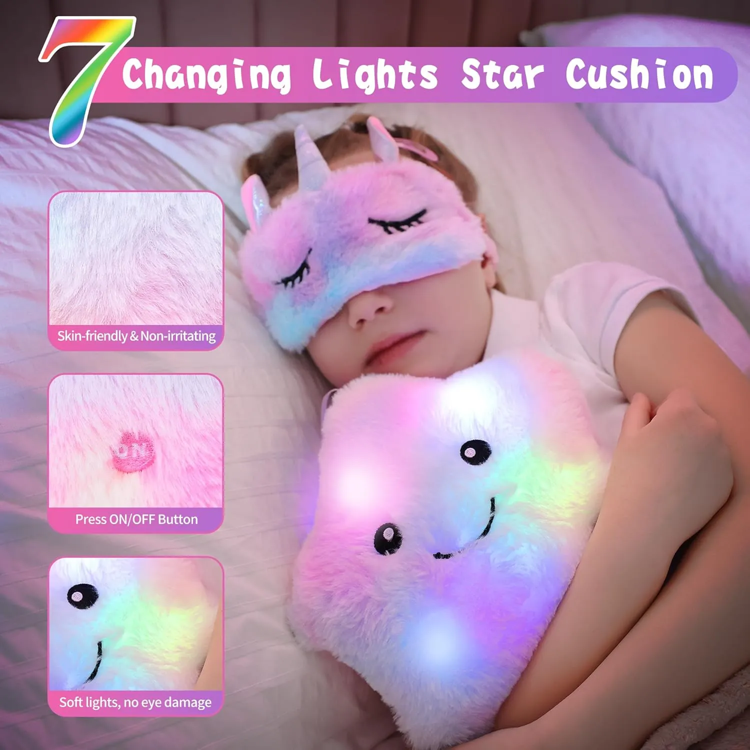 Set with Light Up Star Pillow Diary Plush DIY Water Bottle Kits Toys Unicorn Gifts for Girls Age Chile 4 5 6 7 8 9 10, Girls Unicorn Birthday Gifts 