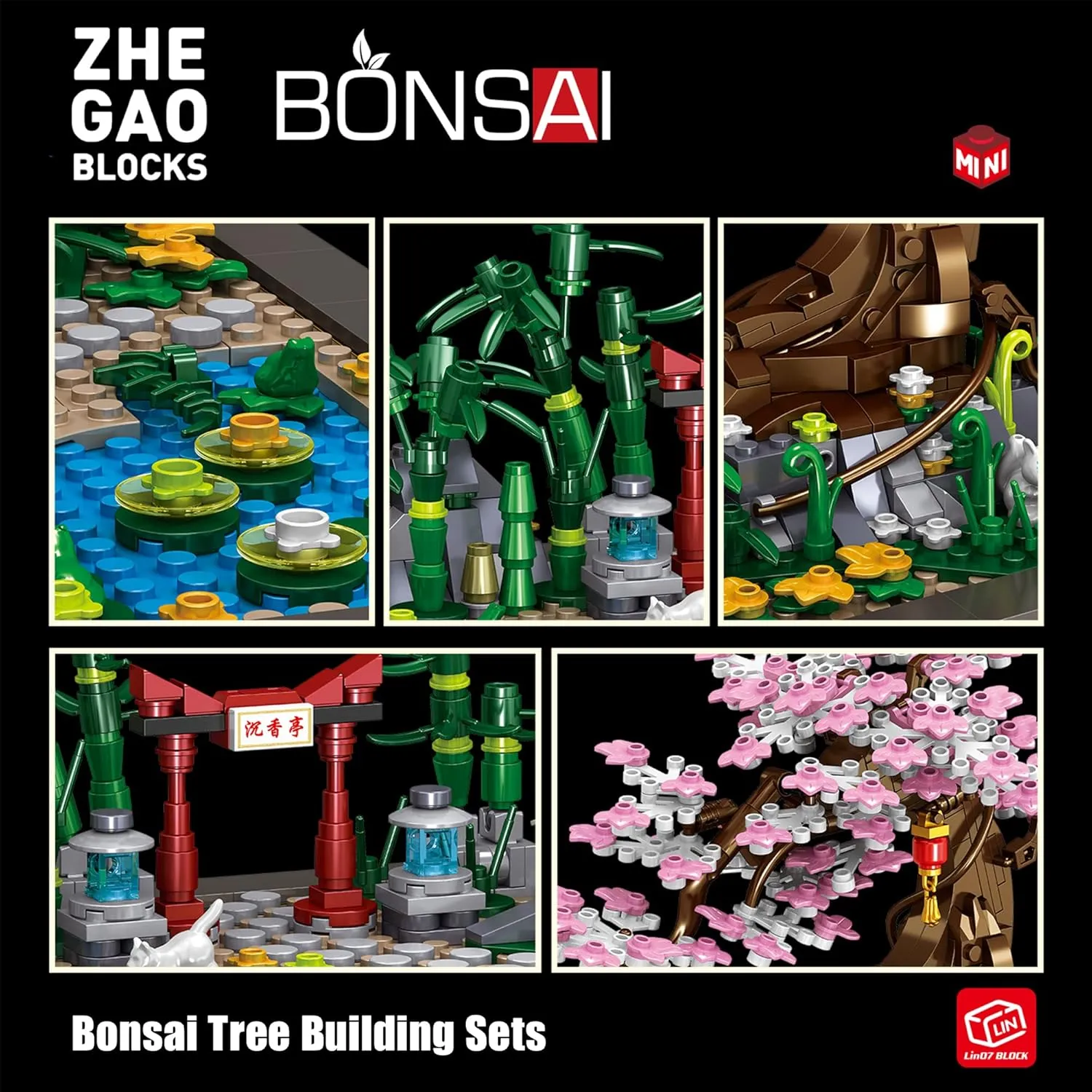Sets,Japanese Style Cherry Blossom Tree Mini Building Blocks(1101PCS), access spectacularly jeans twelve Including Garden, Plants,Animal,Pond,Meaningful Gift for 6 7 8 9 10  Kids and Adults?? Bonsai Tree Building 