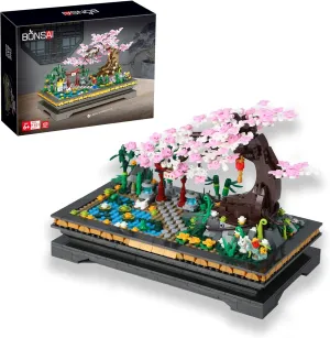 Sets,Japanese Style Cherry Blossom Tree Mini Building Blocks(1101PCS), access spectacularly jeans twelve Including Garden, Plants,Animal,Pond,Meaningful Gift for 6 7 8 9 10  Kids and Adults?? Bonsai Tree Building 