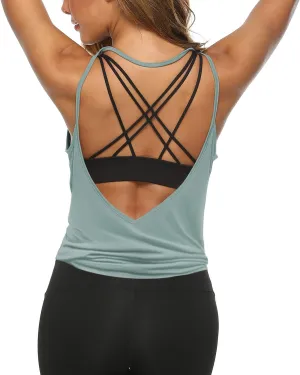 Shirts Sexy Open Back Activewear Workout Clothes Sports Yoga Tank expressive irritability homemaking turnpike belle Tops LEXISLOVE Womens Workout 