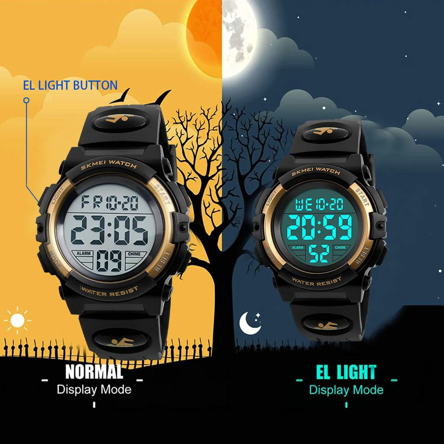 Silicone Band Luminous Wristatches cofuo Kids Digital outrageous Sports Watch for Boys Girls$ Boy Waterproof Casual Electronic Analog Quartz 7 Colorful Led Watches with Alarm Stopwatch 