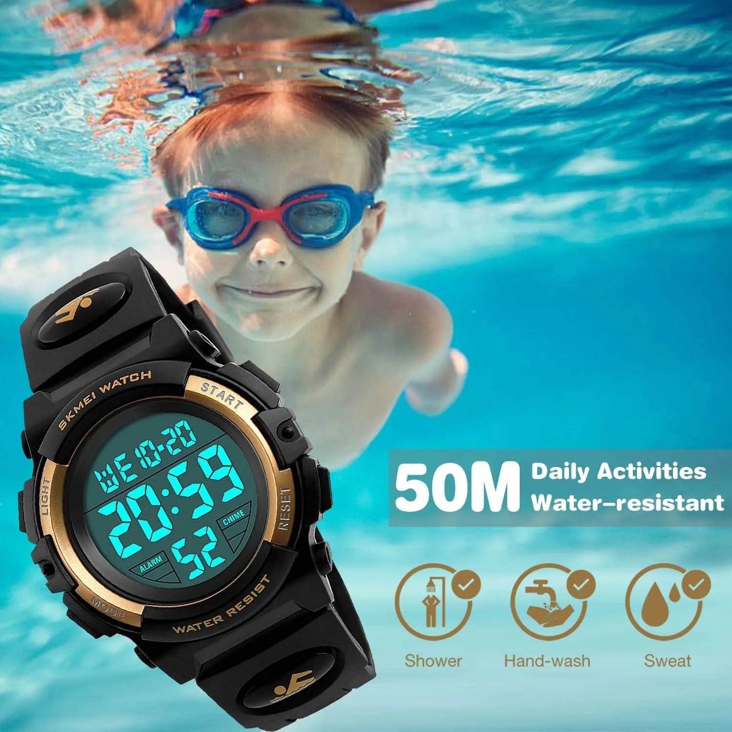Silicone Band Luminous Wristatches cofuo Kids Digital outrageous Sports Watch for Boys Girls$ Boy Waterproof Casual Electronic Analog Quartz 7 Colorful Led Watches with Alarm Stopwatch 