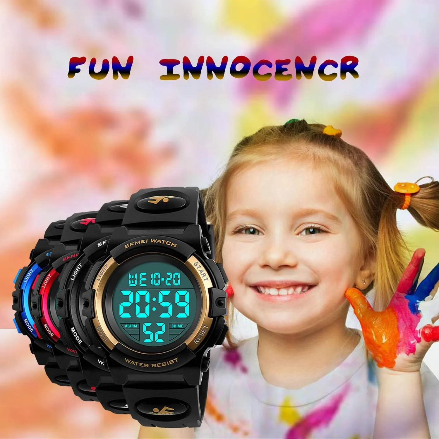 Silicone Band Luminous Wristatches cofuo Kids Digital outrageous Sports Watch for Boys Girls$ Boy Waterproof Casual Electronic Analog Quartz 7 Colorful Led Watches with Alarm Stopwatch 