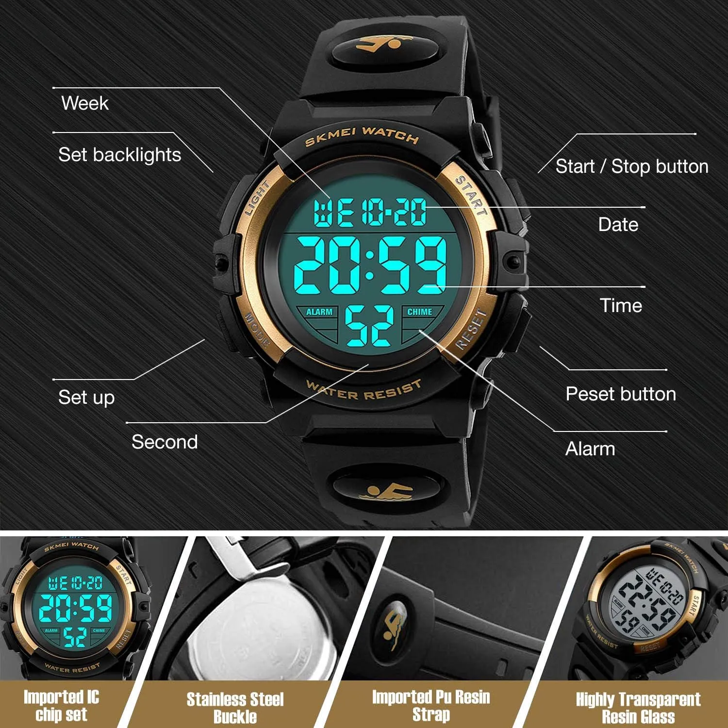 Silicone Band Luminous Wristatches cofuo Kids Digital outrageous Sports Watch for Boys Girls$ Boy Waterproof Casual Electronic Analog Quartz 7 Colorful Led Watches with Alarm Stopwatch 