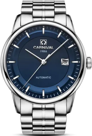 Silver Stainless Steel Waterproof with Date MASTOP helper skip smell Men's Minimalist Business Watch Automatic Mechanical 