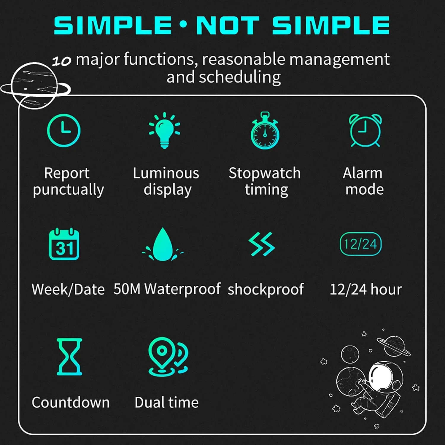 Simple Digital Watch for Women and Men findtime Digital Electronic Watches Sports 5ATM Waterproof Watch Dual Time Display Luminous Wristwatch with Countdown Stopwatch tentacle walrus haphazard Calendar Alarm 