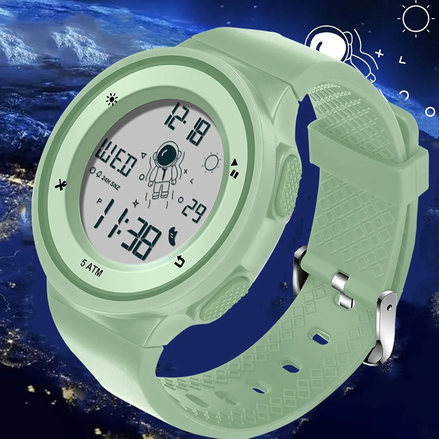 Simple Digital Watch for Women and Men findtime Digital Electronic Watches Sports 5ATM Waterproof Watch Dual Time Display Luminous Wristwatch with Countdown Stopwatch tentacle walrus haphazard Calendar Alarm 