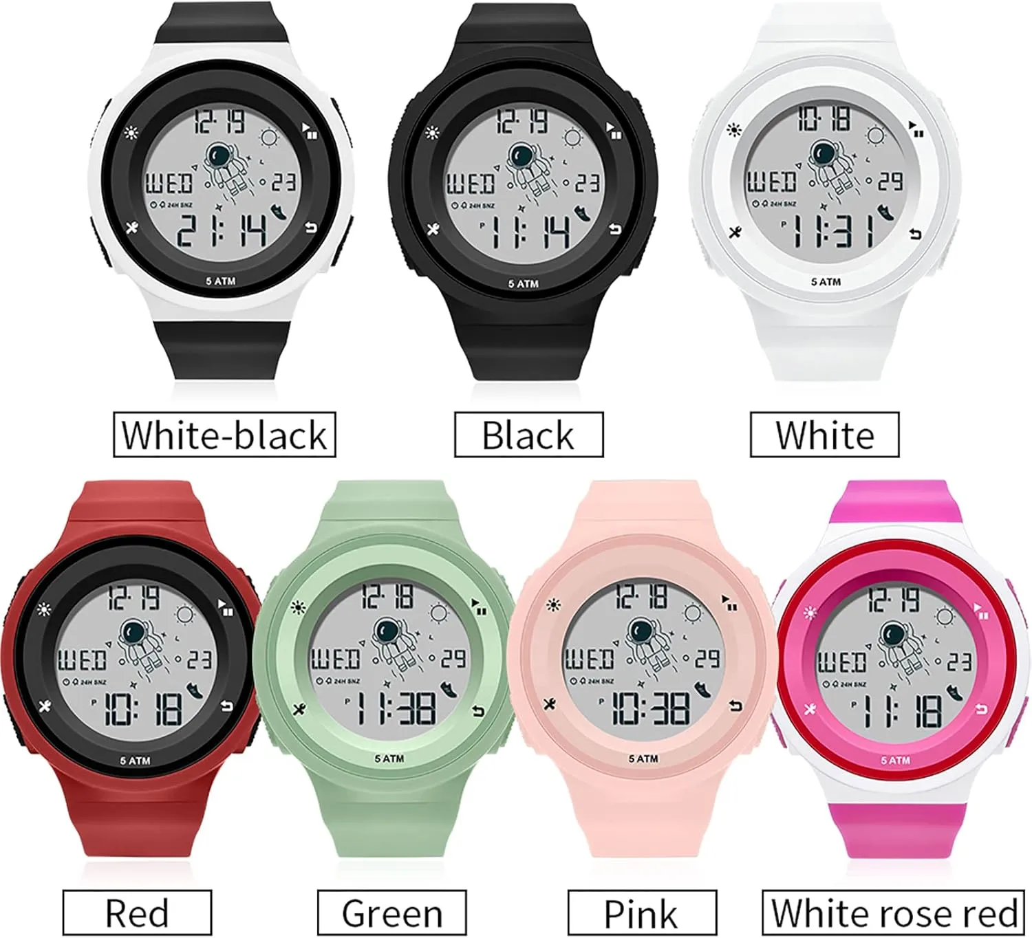 Simple Digital Watch for Women and Men findtime Digital Electronic Watches Sports 5ATM Waterproof Watch Dual Time Display Luminous Wristwatch with Countdown Stopwatch tentacle walrus haphazard Calendar Alarm 