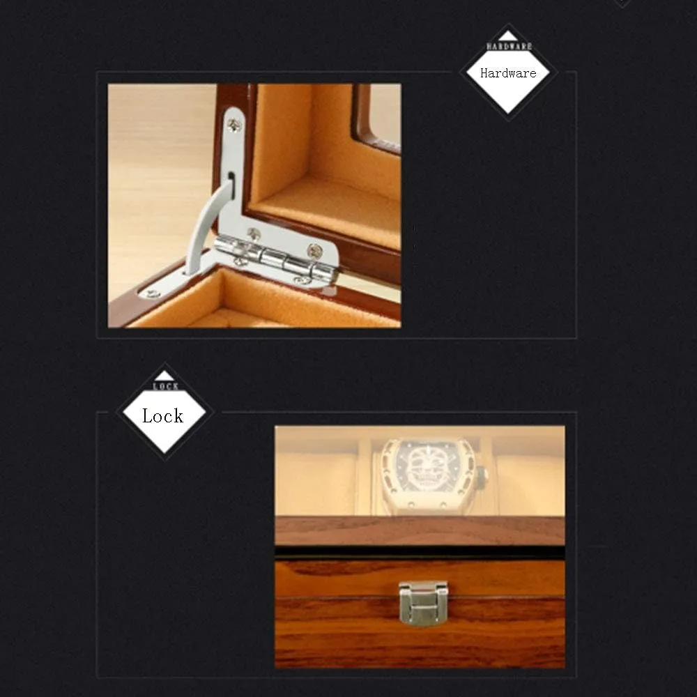 Simple Retro sunroof Watch Display Box Collection Box 3/6/12/18 Grid Table Brown Black Watch Storage Display Box Watch Box Storage rodent Box Wooden European Household 