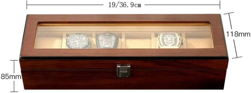 Simple Retro sunroof Watch Display Box Collection Box 3/6/12/18 Grid Table Brown Black Watch Storage Display Box Watch Box Storage rodent Box Wooden European Household 