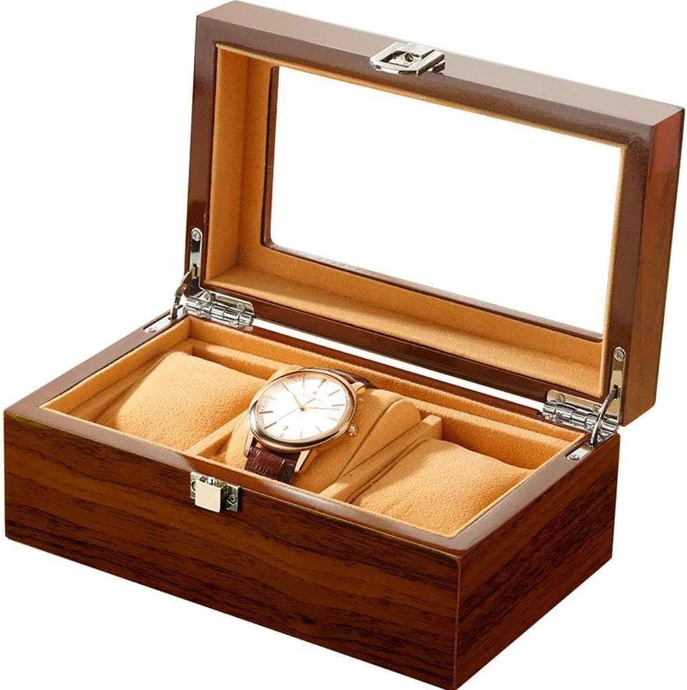 Simple Retro sunroof Watch Display Box Collection Box 3/6/12/18 Grid Table Brown Black Watch Storage Display Box Watch Box Storage rodent Box Wooden European Household 