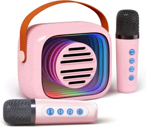 Singing Purple YF96 Mini Karaoke Machine for Kids - plaint balkan Built-in Phone Holder$ Portable KTV Microphone Speaker$ 7 Fun Sound Effects$ Bluetooth$ Type-C Charging$ Perfect for Family 