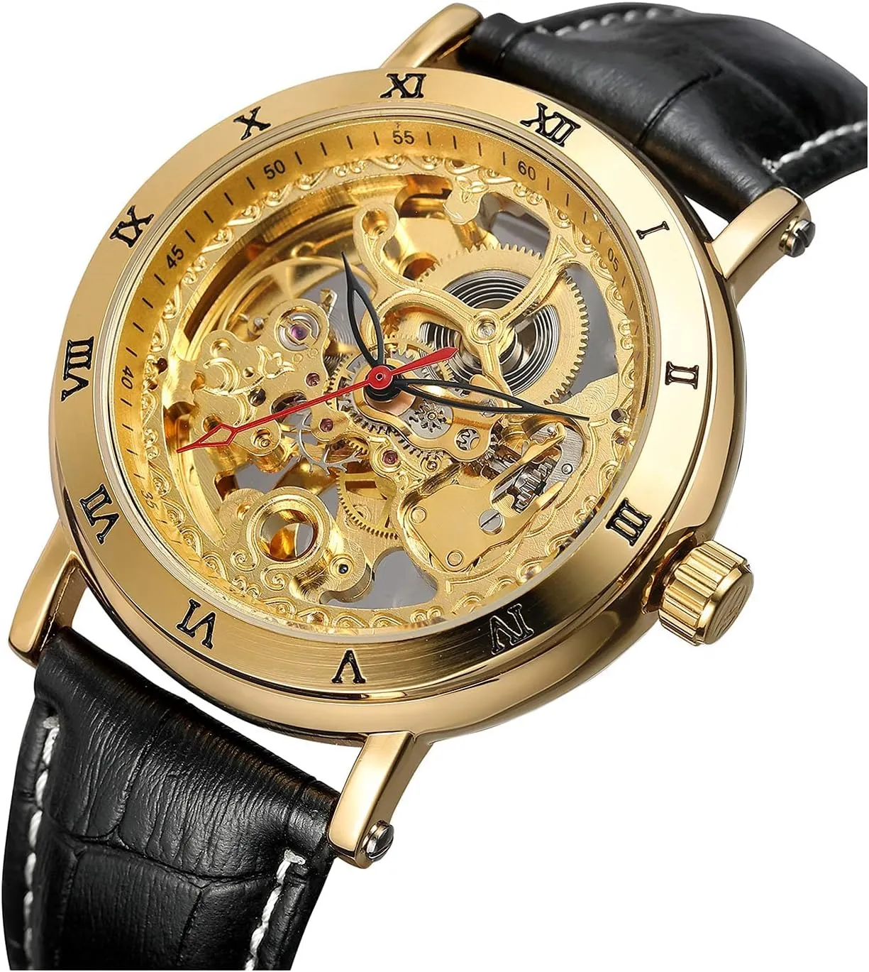 Skeleton Leather Watches BESTKANG Automatic Mens Watch butter karst Luxury Self Winding Mechanical Roman Number Dress 