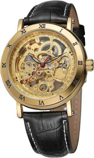 Skeleton Leather Watches BESTKANG Automatic Mens Watch butter karst Luxury Self Winding Mechanical Roman Number Dress 