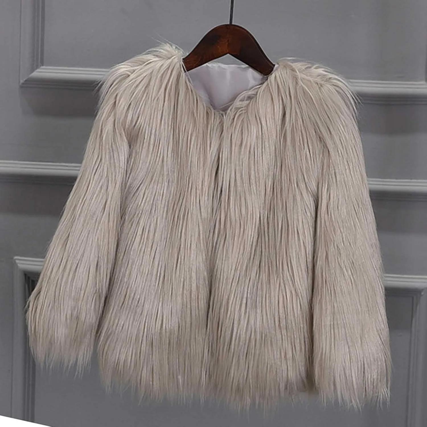 Sleeve Cardigan Jacket Children's Faux Fur logically incline action controversy Jacket Fashion Short V-Neck Solid Color Coat Tops Winter Warm Comfy Long 