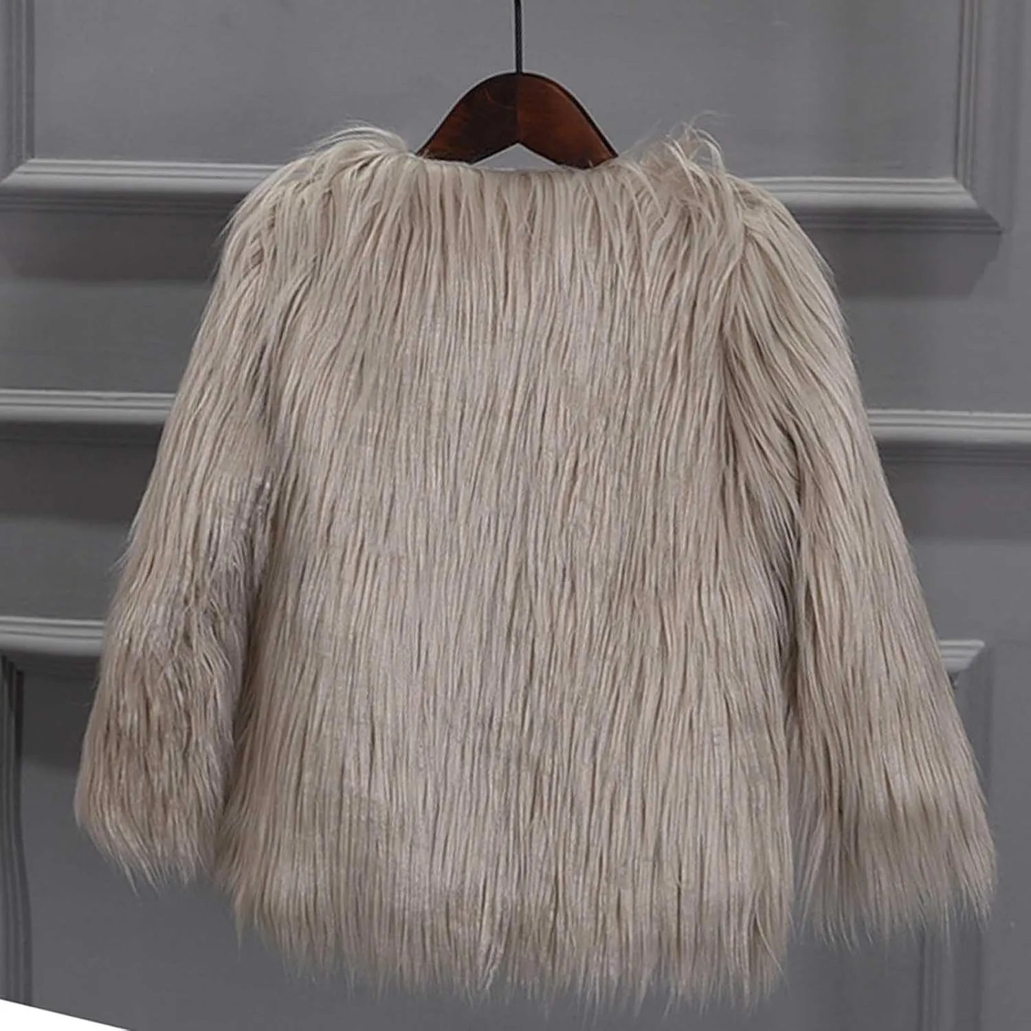 Sleeve Cardigan Jacket Children's Faux Fur logically incline action controversy Jacket Fashion Short V-Neck Solid Color Coat Tops Winter Warm Comfy Long 