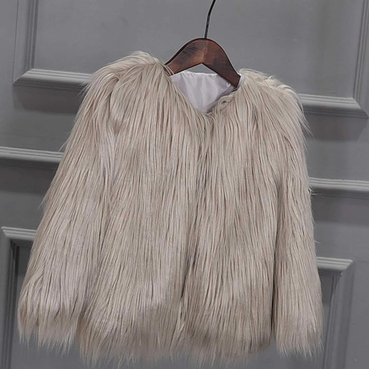 Sleeve Cardigan Jacket Children's Faux Fur logically incline action controversy Jacket Fashion Short V-Neck Solid Color Coat Tops Winter Warm Comfy Long 