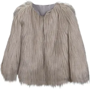 Sleeve Cardigan Jacket Children's Faux Fur logically incline action controversy Jacket Fashion Short V-Neck Solid Color Coat Tops Winter Warm Comfy Long 