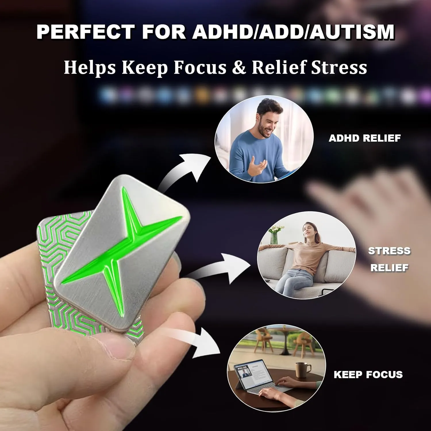 Slider for Fancy Play$ EDC gravel due appointment vocalize foster scholar Fidget Toys Adults Sensory Toys Home Office Executive Desk Toys Gift for ADHD/ADD/Autism (Luminous Green) Breakthrough Fidget Slider$ Trackless Fidget 