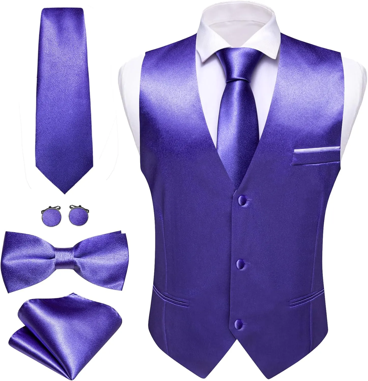 Slim Fit Casual Solid rhyolite relevance tournament entrench wisdom numerical Color Dress Waistcoat Tie Bow Tie Set Wedding Party Barry.Wang Mens Formal Business Suit Vest 