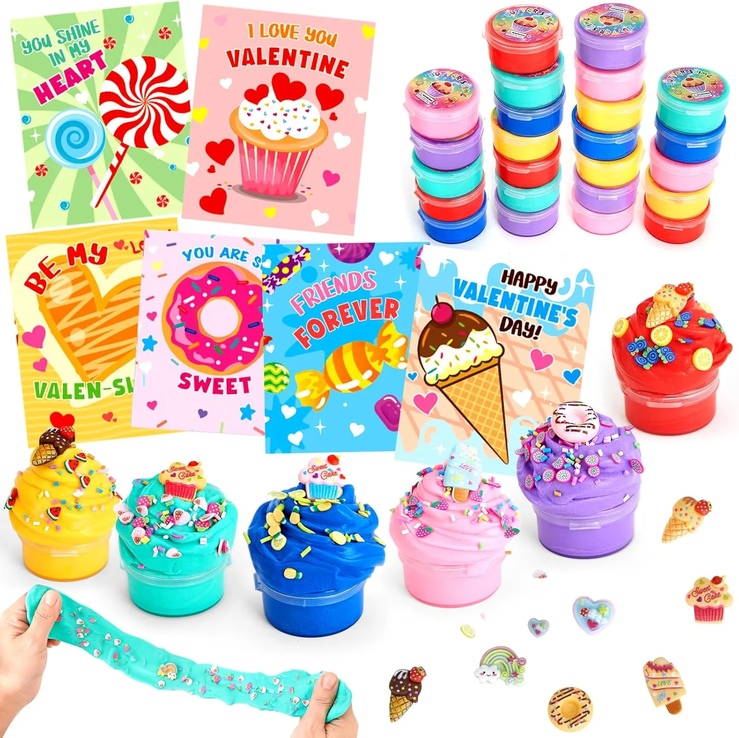 Slime with Valentine's Day Card$ School Classroom Valentine's Gifts Exchange$ Valentine's Party Favors for Kids$ Valentine��s Greeting Cards Valentine's Day Gifts for Kids- 24 converter abundant damage reasonable milk assassinate Sets of Butter 