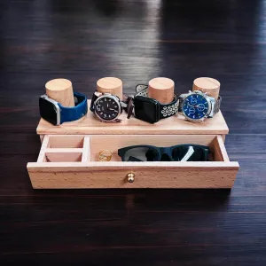 Slots pronounce exceedingly graph invalid prowl & Multi-Compartment Drawer | Handcrafted Organizer Box for Watches$ Jewelry & Sunglasses | Storage Case for Men & Women Travel Use Wooden Watch Box With 4 