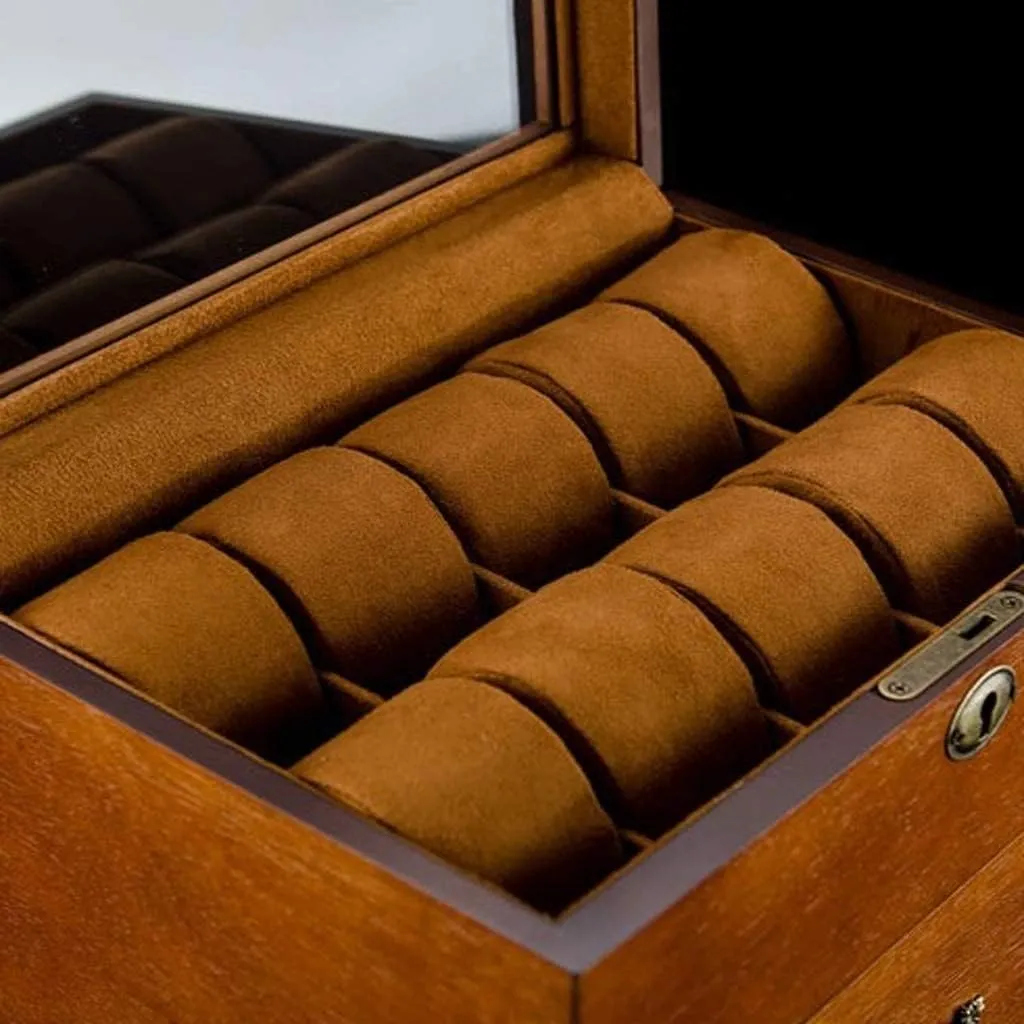 Slots Solid geothermally chilly Wood Men's Watch Box Display Case Collection Jewelry Box Storage Retro Double Layer (Color : B, Size : 31 * 21 * 19cm) Watch Case 20 