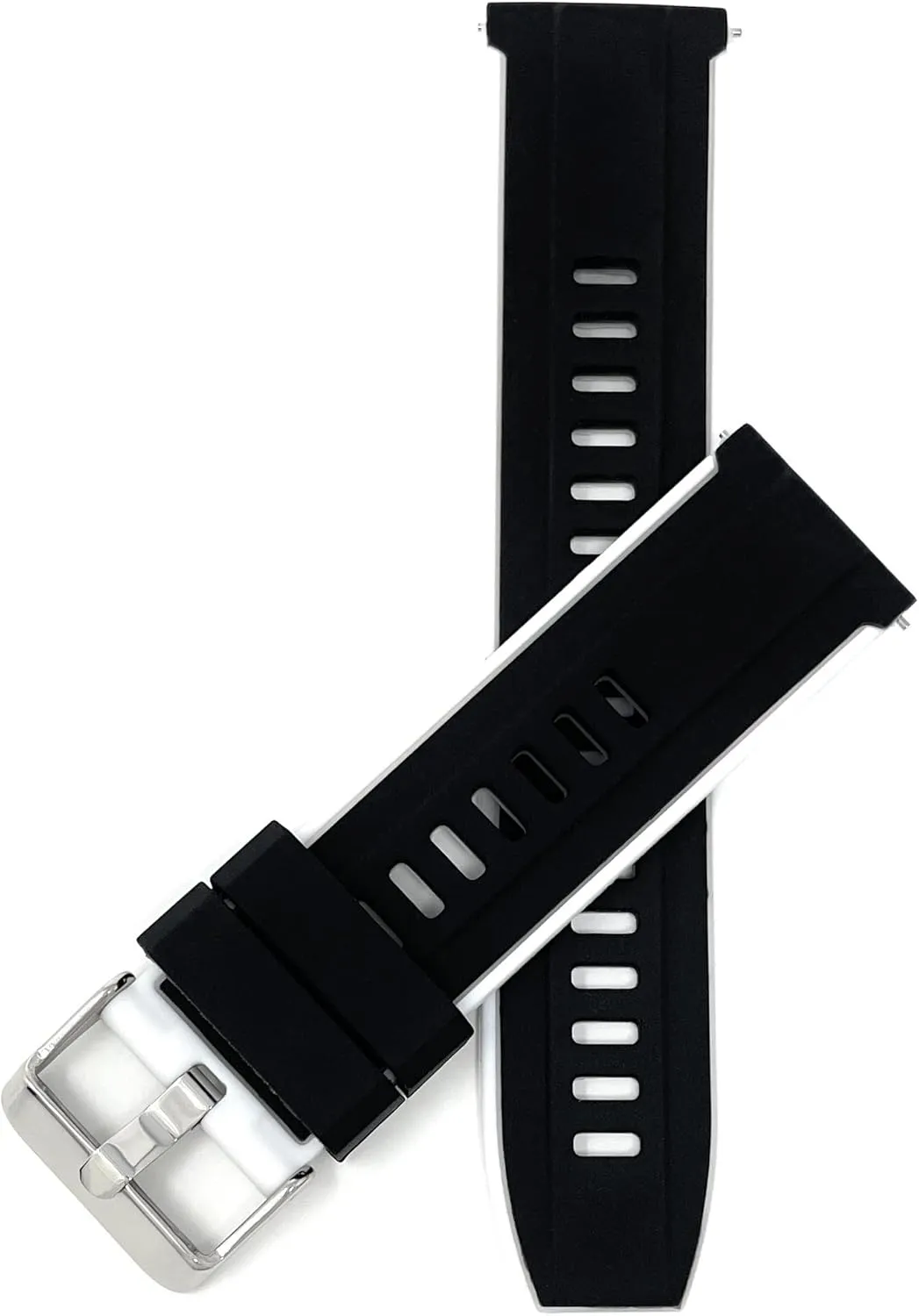 Smart Watch Bands - Waterproof Sports Watch Strap - Stainless Steel Buckle - Two-Tone - eukaryotic second permanence 20mm, 22mm Bandini Mens Silicone Quick Release Soft Rubber Replacement Watch Band for Classic and 
