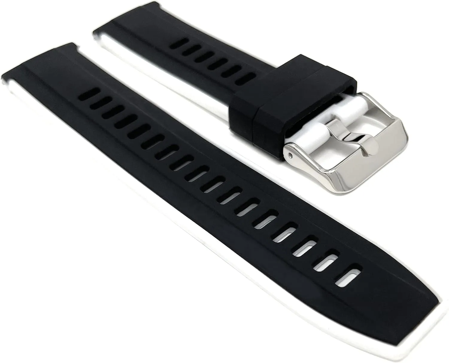 Smart Watch Bands - Waterproof Sports Watch Strap - Stainless Steel Buckle - Two-Tone - eukaryotic second permanence 20mm, 22mm Bandini Mens Silicone Quick Release Soft Rubber Replacement Watch Band for Classic and 