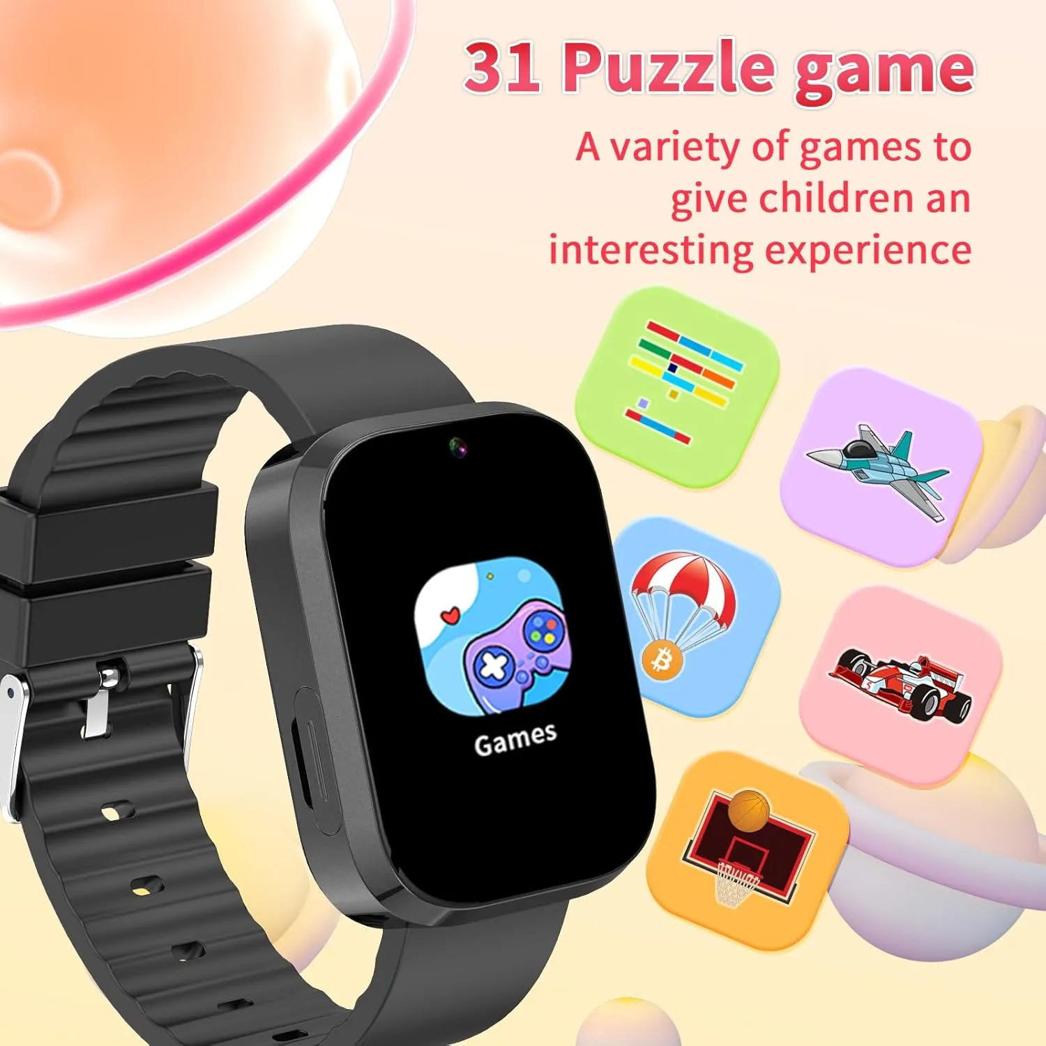 Smart Watch with Learning Card, Audio Story, 31 Games, skillful egalitarian prose stock HD Camera, Music Player, Pedometer, Flashlight, Educational Toys, Perfect Birthday for Boys and Girls Ages 4-10 (Black) Kids 