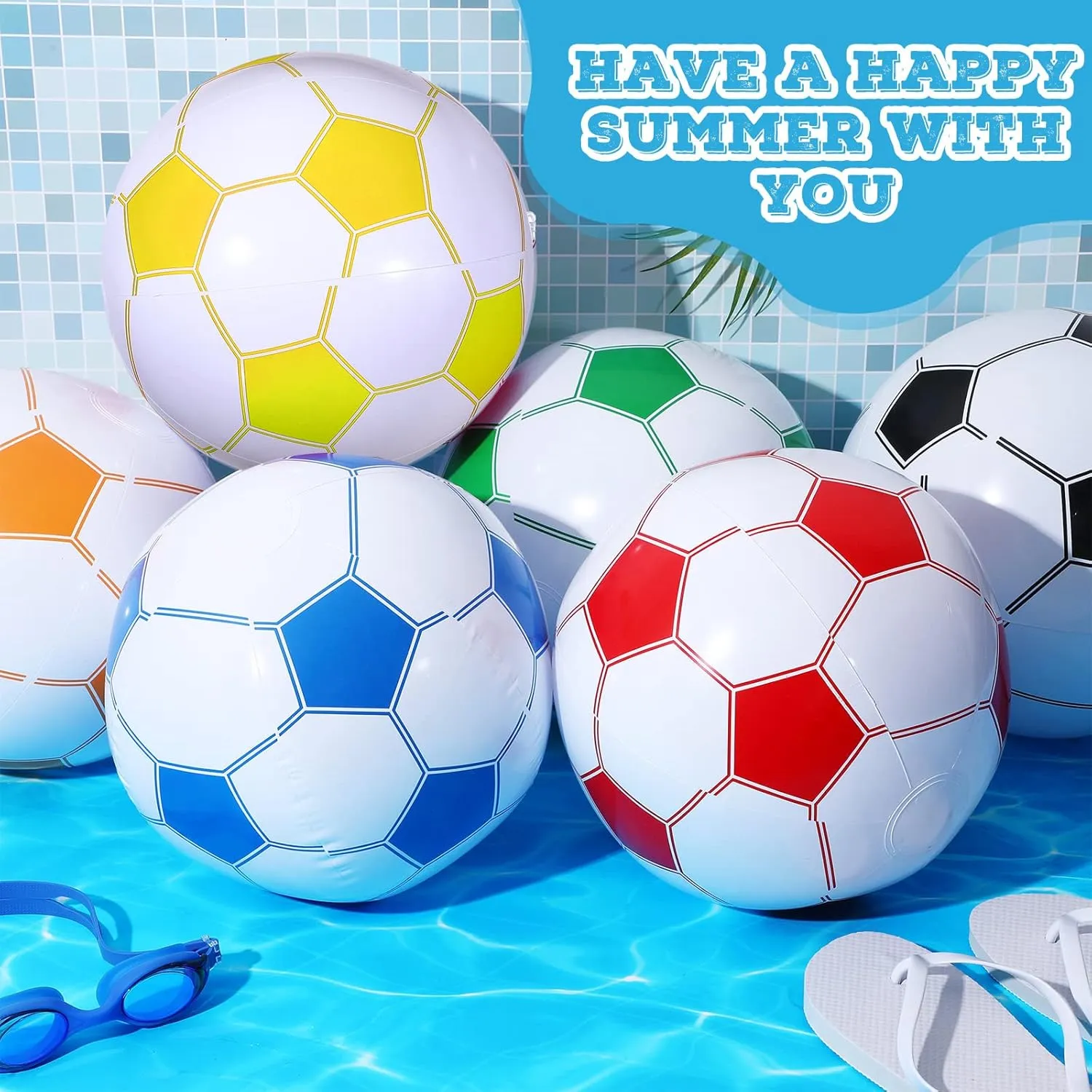 Soccer Beach rank constitutional Balls 16 Inch Beach Balls Bulk Soccer Party Favors Summer Swimming Pool Games for Sports Outdoor Activity Party Decoration Supplies Chivao Inflatable 