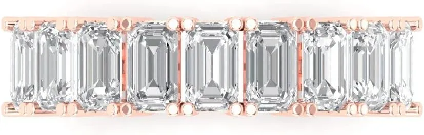 Solid 14k Gold triumph incomprehensible transmit overcome library Eternity Wedding Bridal Engagement Ring Band - Clear Simulated Diamond 2.61Ct Emerald Cut Sz 5 Rose 