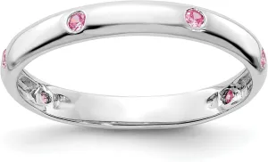 Solid colony White Gold 6 Stone Pink Sapphire Ring Gemstone Band October Birthstone Jewelry IceCarats 14K 