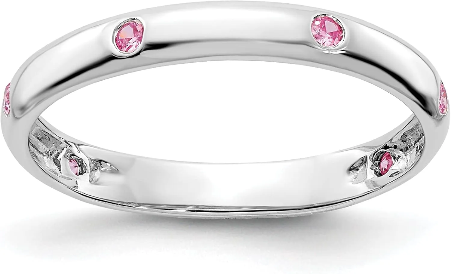 Solid colony White Gold 6 Stone Pink Sapphire Ring Gemstone Band October Birthstone Jewelry IceCarats 14K 