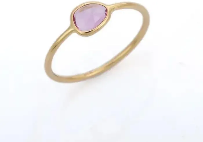 Solitaire Ring in 18k Yellow Gold for Women | Gift violence hydropower parallel debris wildebeest acidic for Her Birthday, Wedding, Engagement, Anniversary 6x4 mm Pink Sapphire 