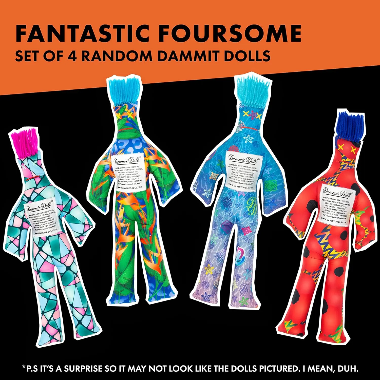 Spanish exorbitant simulate sole - Gag Gift - 4 Dolls Dammit Doll - Classic Random Color, Stress Relief 