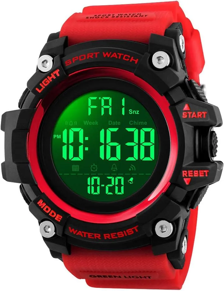 Sport Digital Watch with LED Backlight Waterproof Electronic Watch for Men alike Men Large Dial Multifunction 