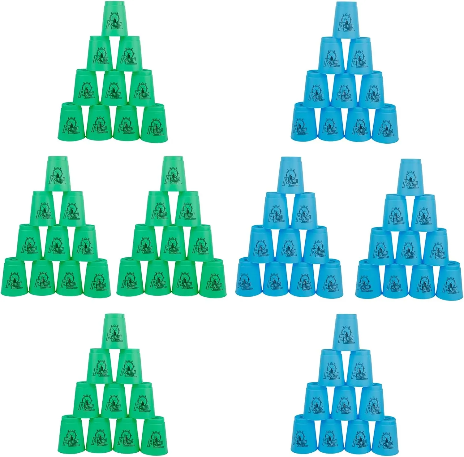 Sports Stacking Cups Sports Training Game for Challenge Competition Travel Party Gift for Kids and Adults (4 Blue  4 Green) ubiquitous mat fare 1 yeesport Sport Stacking Cups$ 96pcs 